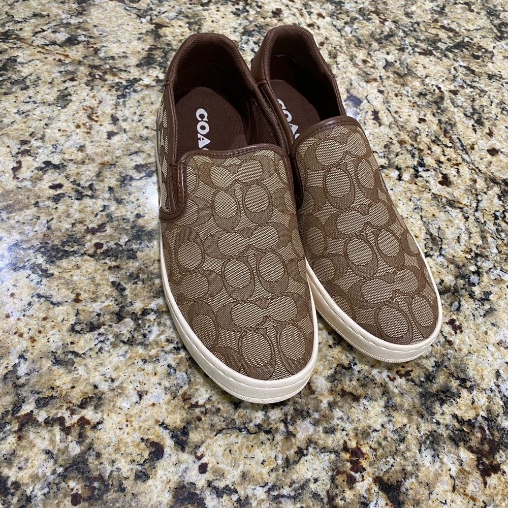Coach Signature Canvas Slip-Ons